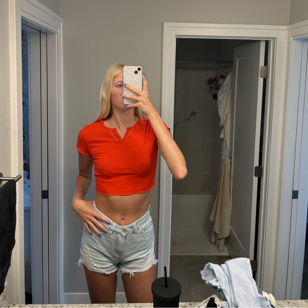 Shein Red cropped tshirt
